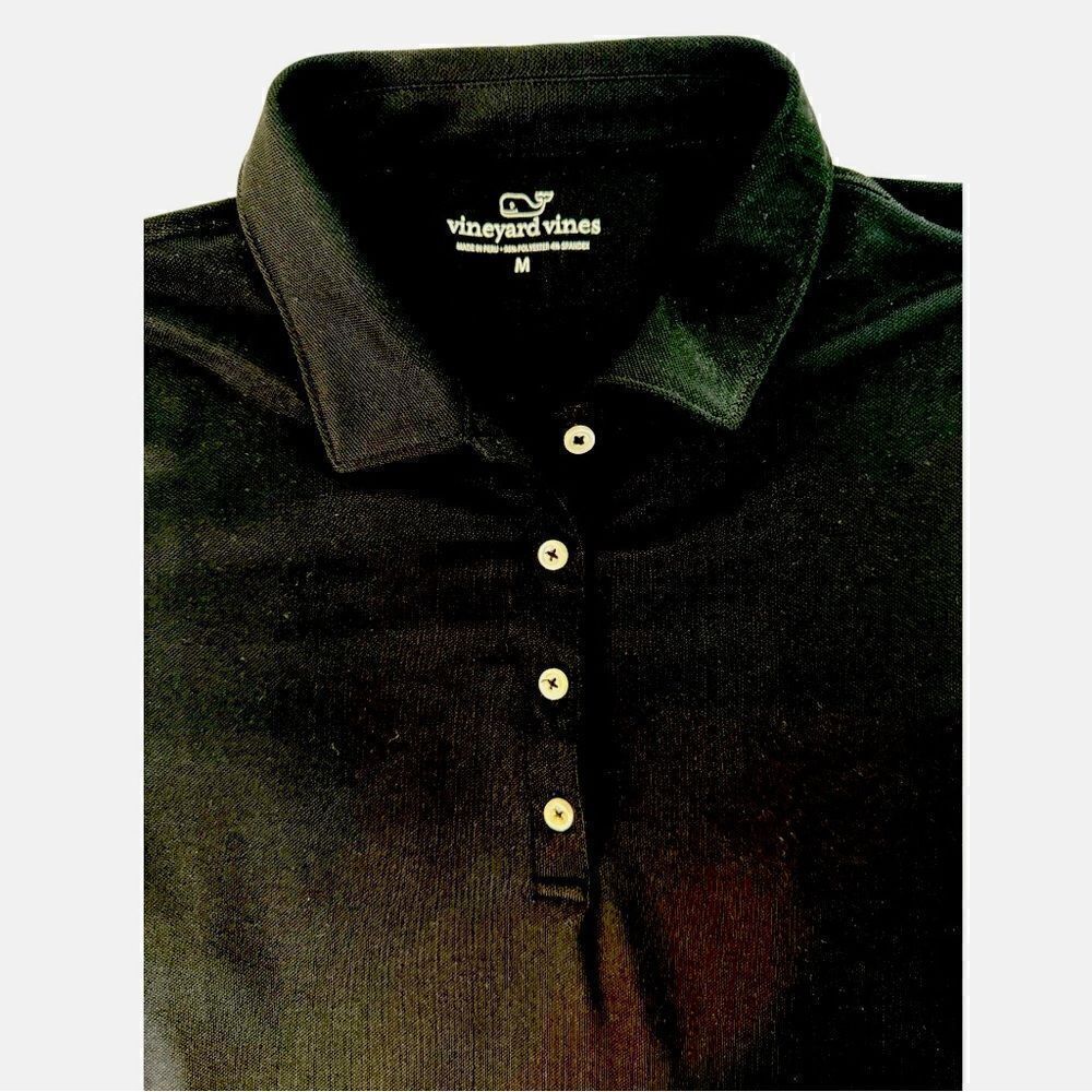 Vineyard Vines Performance Polo Short Sleeve Shirt Black/White Stripes Medium